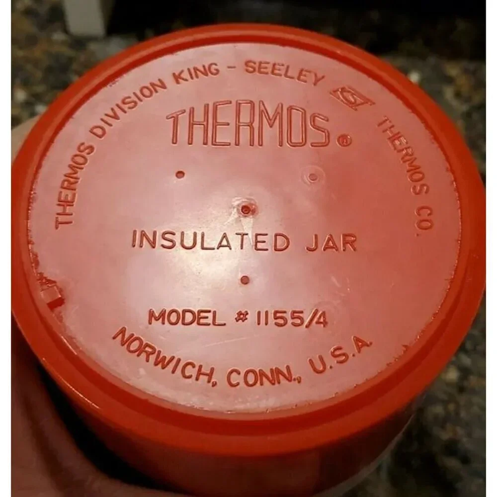 Vintage THERMOS Model # 1155/4 INSULATED FOOD JAR Soup LUNCH CONTAINER Red White